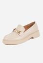 Beżowe Eleganckie Mokasyny VICES z Aplikacją i Wkładką ze Skóry Naturalnej Arinatta