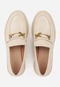 Beżowe Eleganckie Mokasyny VICES z Aplikacją i Wkładką ze Skóry Naturalnej Arinatta