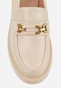 Beżowe Eleganckie Mokasyny VICES z Aplikacją i Wkładką ze Skóry Naturalnej Arinatta