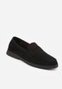 Czarne Mokasyny Casual VICES z Imitacji Zamszu z Wkładką ze Skóry Naturalnej Sheiris