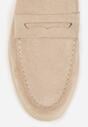 Beżowe Mokasyny Casual VICES z Imitacji Zamszu z Wkładką ze Skóry Naturalnej Sheiris