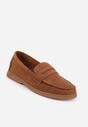 Brązowe Mokasyny Casual VICES z Imitacji Zamszu z Wkładką ze Skóry Naturalnej Sheiris