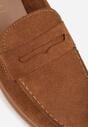 Brązowe Mokasyny Casual VICES z Imitacji Zamszu z Wkładką ze Skóry Naturalnej Sheiris