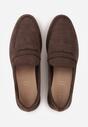 Ciemnobrązowe Mokasyny Casual VICES z Imitacji Zamszu z Wkładką ze Skóry Naturalnej Sheiris