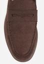 Ciemnobrązowe Mokasyny Casual VICES z Imitacji Zamszu z Wkładką ze Skóry Naturalnej Sheiris