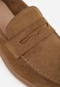 Ciemnobeżowe Mokasyny Casual VICES z Imitacji Zamszu z Wkładką ze Skóry Naturalnej Sheiris