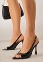 Czarne Sandały VICES na Szpilce z Lakierowanym Wykończeniem Nesamenis