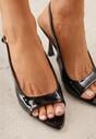 Czarne Sandały VICES na Szpilce z Lakierowanym Wykończeniem Nesamenis