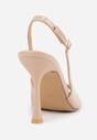 Ciemnobeżowe Sandały VICES na Szpilce z Lakierowanym Wykończeniem Nesamenis