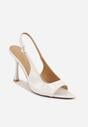 Białe Sandały VICES na Szpilce z Lakierowanym Wykończeniem Nesamenis