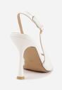 Białe Sandały VICES na Szpilce z Lakierowanym Wykończeniem Nesamenis