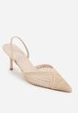 Beżowe Szpilki VICES Ozdobione Siateczką Coraerial