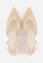 Beżowe Szpilki VICES Ozdobione Siateczką Coraerial