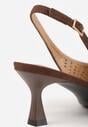 Ciemnobrązowe Czółenka Slingback VICES na Kaczuszce z Ażurową Cholewką Klephei