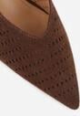 Ciemnobrązowe Czółenka Slingback VICES na Kaczuszce z Ażurową Cholewką Klephei