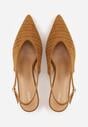 Brązowe Czółenka Slingback VICES na Kaczuszce z Ażurową Cholewką Klephei