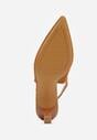 Brązowe Czółenka Slingback VICES na Kaczuszce z Ażurową Cholewką Klephei