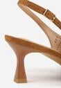 Brązowe Czółenka Slingback VICES na Kaczuszce z Ażurową Cholewką Klephei