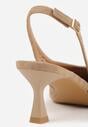 Ciemnobeżowe Czółenka Slingback VICES na Kaczuszce z Ażurową Cholewką Klephei