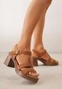 Brązowe Sandały VICES na Słupku i Platformie z Geometrycznymi Paskami Undilis