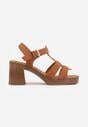 Brązowe Sandały VICES na Słupku i Platformie z Geometrycznymi Paskami Undilis