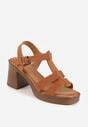 Brązowe Sandały VICES na Słupku i Platformie z Geometrycznymi Paskami Undilis