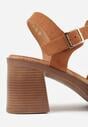 Brązowe Sandały VICES na Słupku i Platformie z Geometrycznymi Paskami Undilis