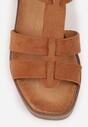 Brązowe Sandały VICES na Słupku i Platformie z Geometrycznymi Paskami Undilis