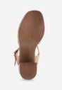 Ciemnobeżowe Sandały VICES na Słupku i Platformie z Geometrycznymi Paskami Undilis