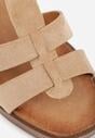 Ciemnobeżowe Sandały VICES na Słupku i Platformie z Geometrycznymi Paskami Undilis