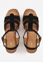 Czarne Sandały VICES na Słupku i Platformie z Geometrycznymi Paskami Undilis