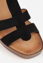 Czarne Sandały VICES na Słupku i Platformie z Geometrycznymi Paskami Undilis