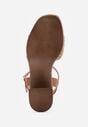 Ciemnobeżowe Plecione Sandały VICES na Słupku Stylizowanym na Drewniany Chasine
