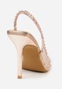 Szampańskie Siateczkowe Sandały na Szpilce VICES Ozdobione Cyroniami Amamenis