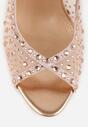 Szampańskie Siateczkowe Sandały na Szpilce VICES Ozdobione Cyroniami Amamenis