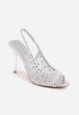 Srebrne Siateczkowe Sandały na Szpilce VICES Ozdobione Cyroniami Amamenis