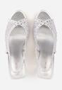 Srebrne Siateczkowe Sandały na Szpilce VICES Ozdobione Cyroniami Amamenis