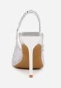 Srebrne Siateczkowe Sandały na Szpilce VICES Ozdobione Cyroniami Amamenis
