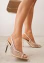 Złote Siateczkowe Sandały na Szpilce VICES Ozdobione Cyroniami Amamenis