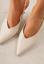 Beżowe Szpilki Slingback VICES z Cholewką z Wycięciem V Natonale