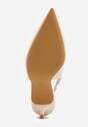 Beżowe Szpilki Slingback VICES z Cholewką z Wycięciem V Natonale