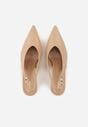 Ciemnobeżowe Szpilki Slingback VICES z Cholewką z Wycięciem V Natonale