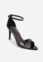 Czarne Lekkie Sandały VICES na Szpilce Zapinane na Sprzączkę Hekis