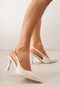 Beżowe Eleganckie Szpilki Slingback VICES z Ozdobną Aplikacją przy Pasku Natera