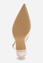 Beżowe Eleganckie Szpilki Slingback VICES z Ozdobną Aplikacją przy Pasku Natera