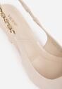 Beżowe Eleganckie Szpilki Slingback VICES z Ozdobną Aplikacją przy Pasku Natera