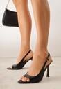 Czarne Sandały Slingback VICES na Szpilce z Odkrytym Noskiem Blooma