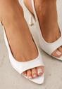 Białe Sandały Slingback VICES na Szpilce z Odkrytym Noskiem Blooma