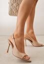 Ciemnobeżowe Sandały Slingback VICES na Szpilce z Odkrytym Noskiem Blooma