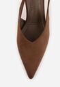 Ciemnobrązowe Czółenka VICES Typu Slingback na Geometrycznej Szpilce Aziressa